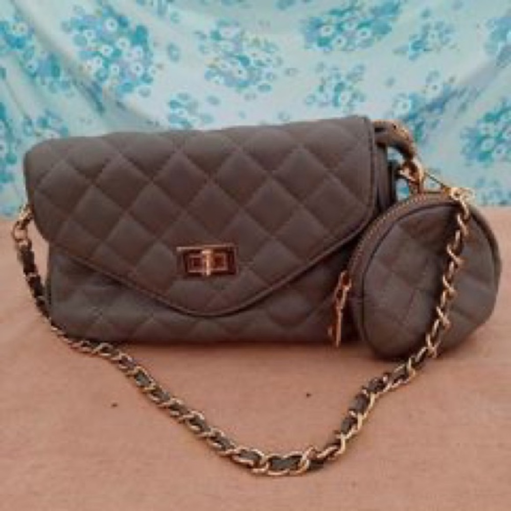 Womens Grey Purse With Added Change Bag